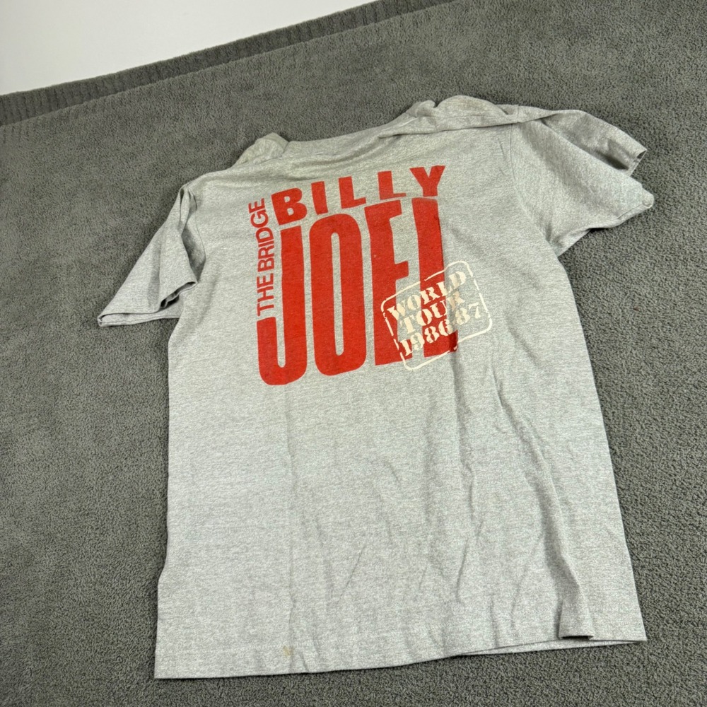Vintage Billy Joel The Bridge World Tour 1986-1987 T-Shirt Gray 80s Rock Concert